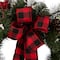 Glitzhome 24" Pre-Lit Buffalo Check Bow, Berry, Holly & Pinecone LED Wreath